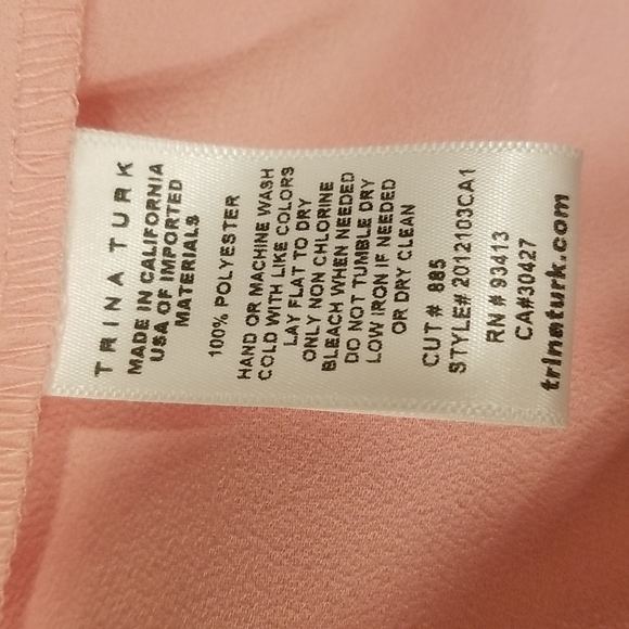 💕TRINA TURK💕 Superior Top ~ Asymmetrical One Shoulder Crepe Pink Small S NWT - Picture 9 of 10